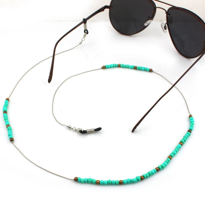 Silver Plated Turquoise Beads Chain Eyeglasses Chains Glasses Rope