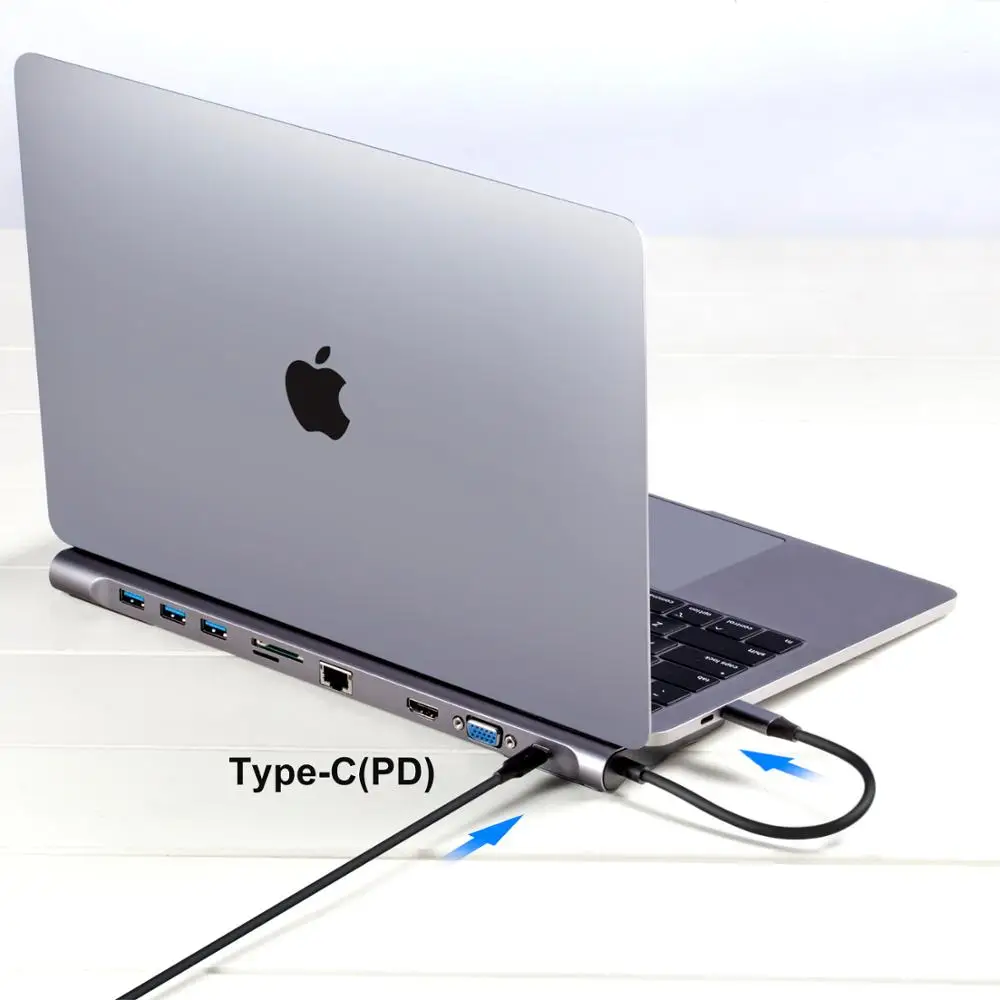 Тип c док-станция алюминий 11 в 1 к HDMI кард-ридер RJ45 PD для зарядного устройства Аудио MacBook samsung Galaxy usb c концентратор
