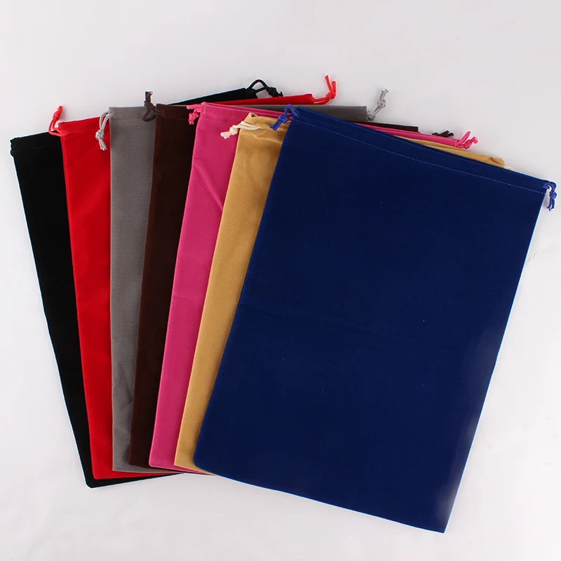 

5pcs/lot 25*35cm Customized Logo Printed Christmas Velvet Drawstring Pouch Large Packing Bags Christmas gift