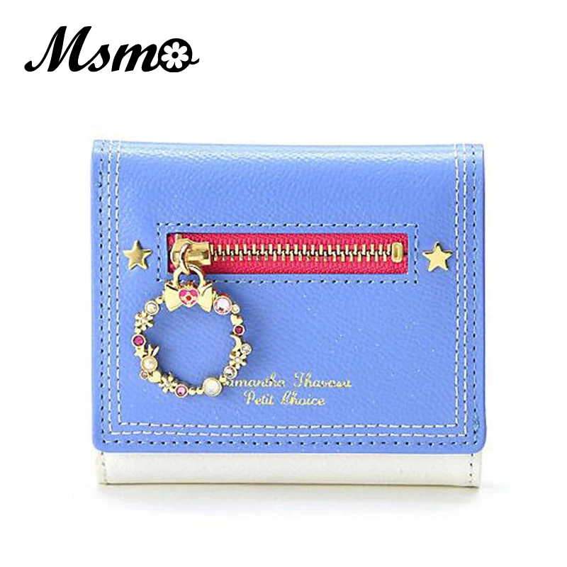

2017 Candy 3 Color Sailor Moon Wallet Women Lady Short Wallets Female PU Leather for Card Purse Clutch Bag New