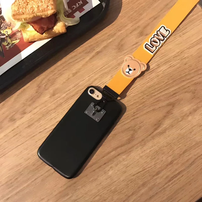 Aoweziic South Korea LOVE bear X XR XS MAX mobile phone shell sheepskin For iPhone6s 7 8plus soft shell lanyard coat female XS