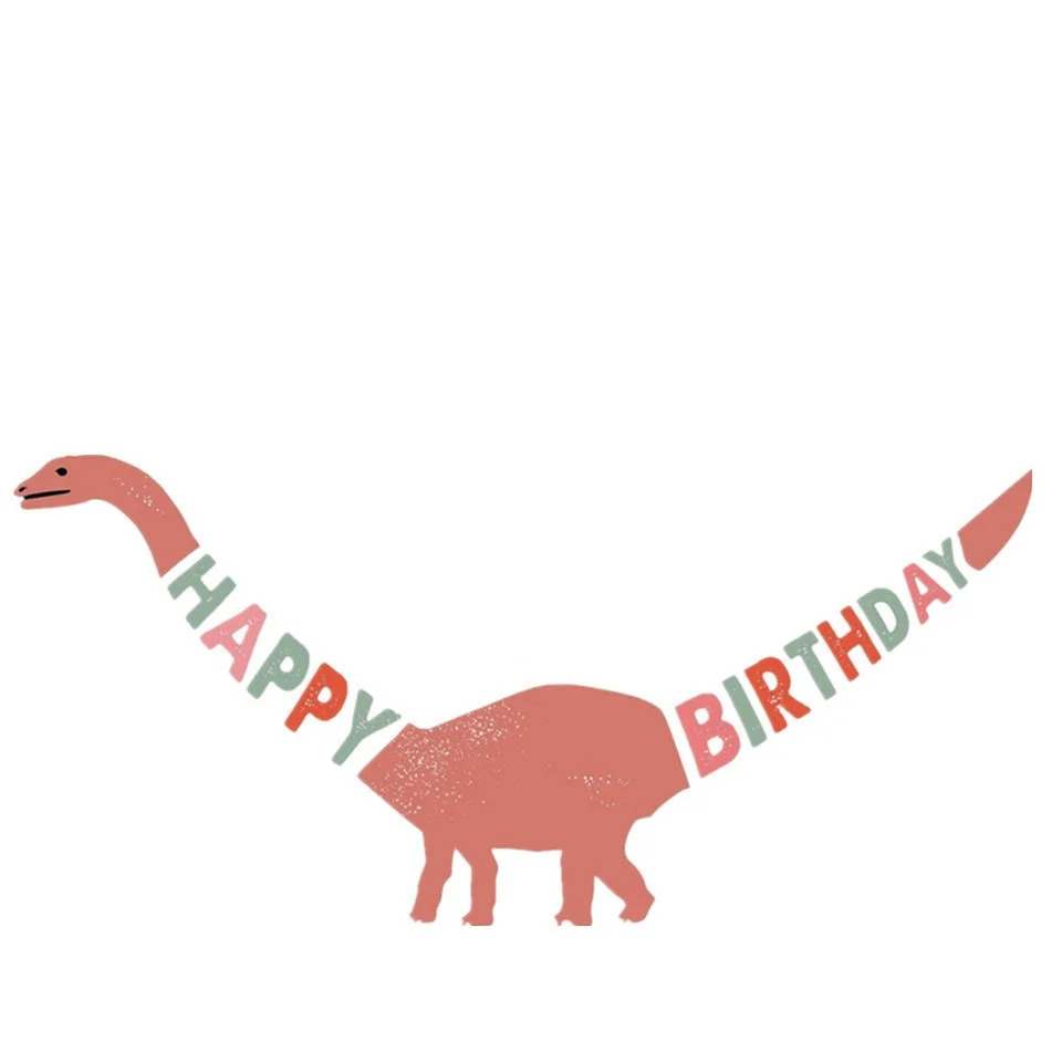 Happy баннеры для дня рождения динозавр Жираф декоративный для Бэйби шауэра для девочек вечерние украшения Дети события вечерние поставки джунгли Юры зеленый - Цвет: Dinosaur
