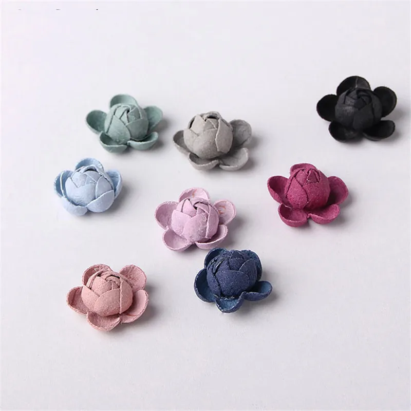 

40PCs/Lot Handmade Microfiber Leather Fabric Littler Flowers DIY Jewelry Findings Ornament Accessories Girls Headband Headwear