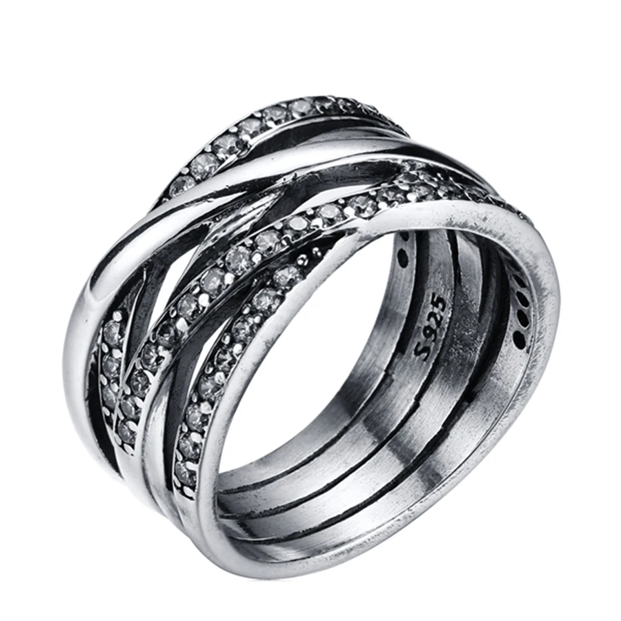 New Fashion Jewelry 925 Sterling Silver Ring Elegant Spiral Ring