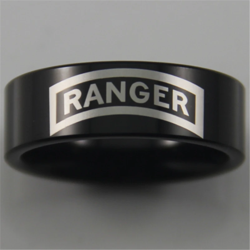 YGK YGK JEWELRY 8MM Black Pipe Army Ranger Design New Men's Tungsten Comfort Fit Ring