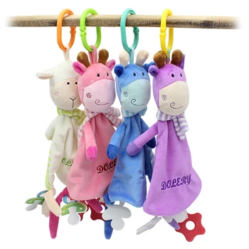 

Cute Baby Bed Hanging Rattle Toys Animal Deer Sheep Stuffed Plush Soft Appease Toy Infant Reassure Towel For Kid Newborn gift