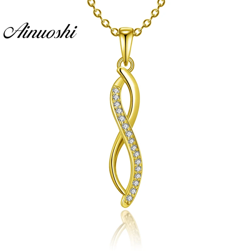 AINUOSHI 10K Solid Yellow Gold Pendant Twisted Pattern Pendant SONA Diamond Women Men Jewelry Delicate 8 Shaped Separate Pendant AINUOSHI 10K Solid Yellow Gold Pendant Twisted Pattern Pendant SONA Diamond Women Men Jewelry Delicate 8 Shaped Separate Pendant