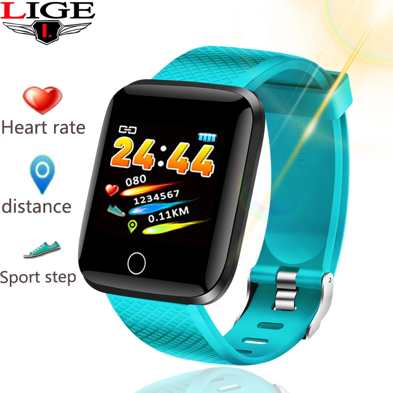 

LIGE Sport Smart Bracelet Bluetooth Fitness Tracker Waterproof Blood Pressure Heart Rate Monitor Smart watch for Android iOS