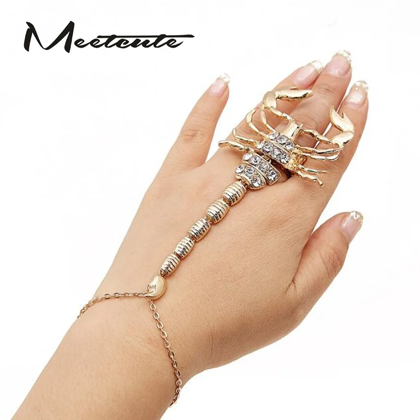 

Meetcute Exaggerated Personality Alloy Rhinestone Scorpion Rings For Women Jewelry