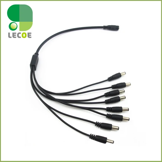 

DC 1 to 8 , DC Female to 8 Male Power Splitter adapter Cables for 2.1mm Jack CCTV camera 5.5*2.1mm