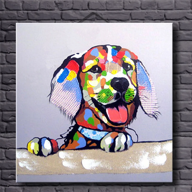 Абстрактная картина маслом с милыми мультяшными животными для детей декор