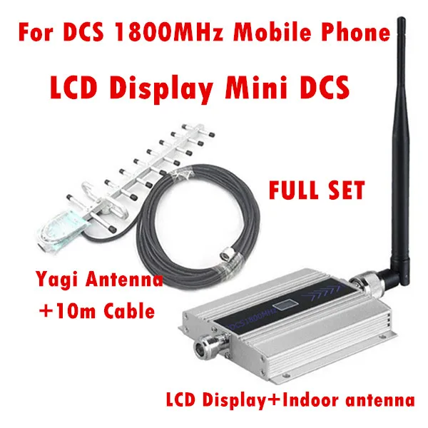 

Full Set Family LCD DCS GSM Repeater 1800MHz Mobile Phone Signal Booster Repeater Amplifier with Indoor antenna + Yagi Antenna