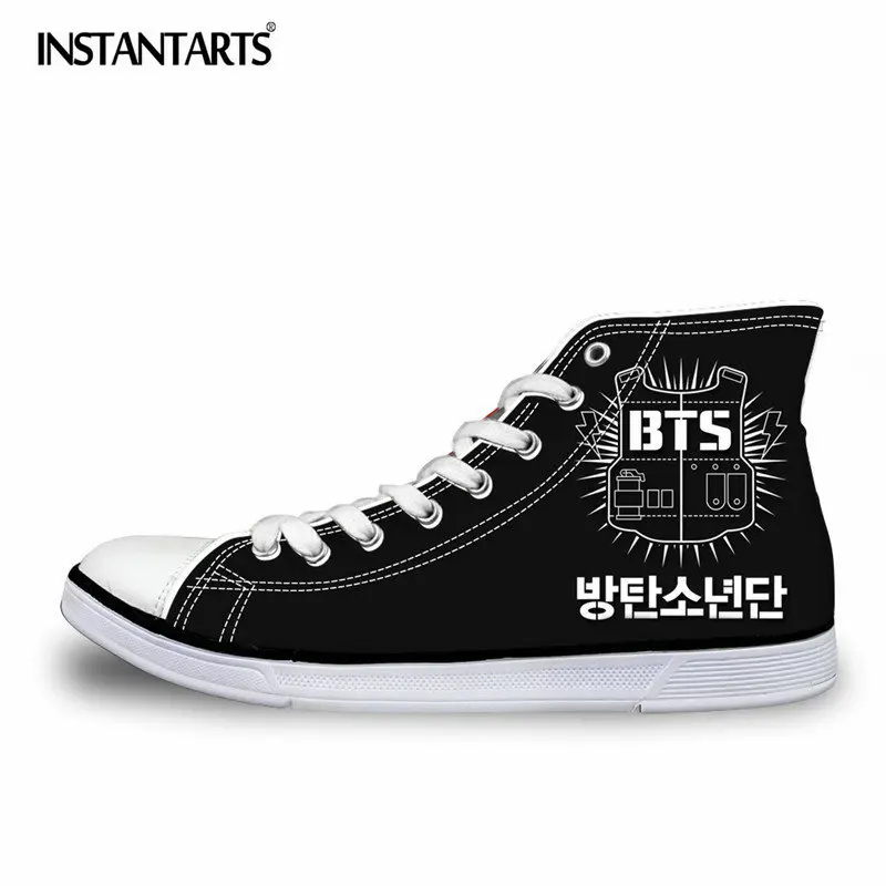 

INSTANTARTS Fashion Women Vulcanize Shoes Casual High Top Canvas Shoes for Female Kpop BTS Printing Lacing Sneaker Fans Gifts