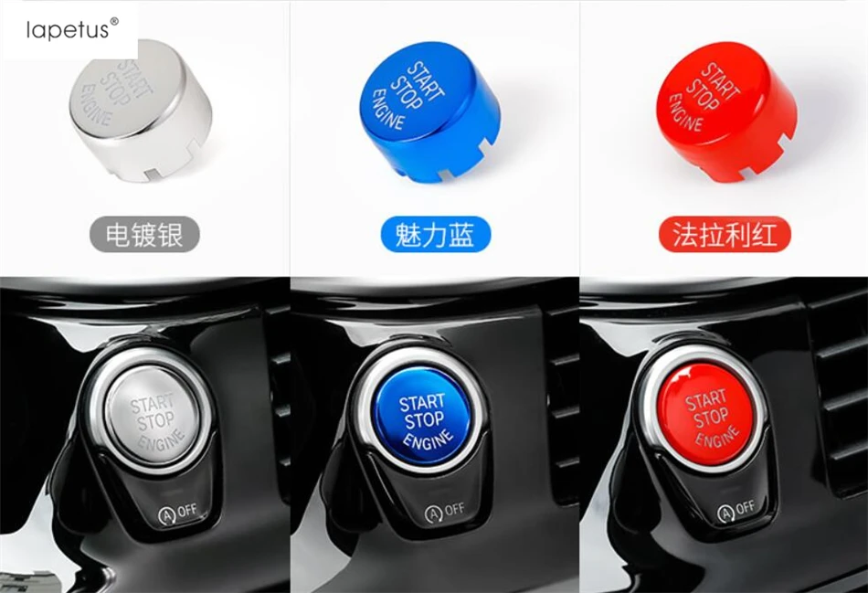 

Lapetus Accessories For BMW X1 / X2 / X3 / X5 Start Stop Engine Push Button Frame Key Ring Molding Cover Kit Trim 1 Pcs / ABS