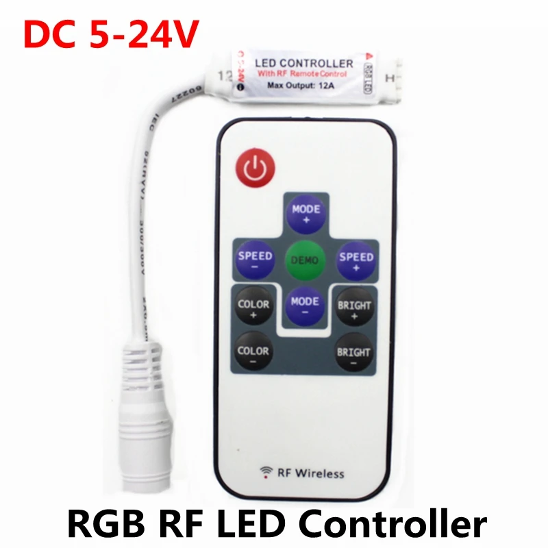 DC 5V 12V 24V RGB RF Wireless Mini LED Controller Remote Driver Dimmer for LED Strip