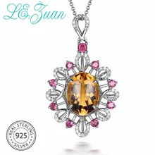 L& zuan 925 серебро натуральный 4.08ct цитрин безупречное ожерелье и кулон для женщин с серебряной цепочкой драгоценный камень ожерелье