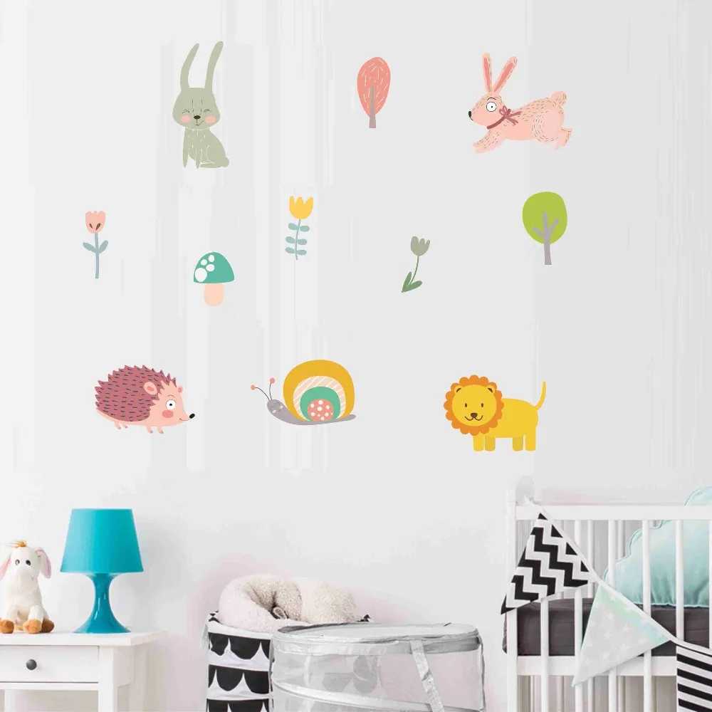 Cute Animal DIY Cartoon Wall Sticker Monkey panda giraffe sticker on the wall For Kids nursery Room Living Room Wall Decals (1)