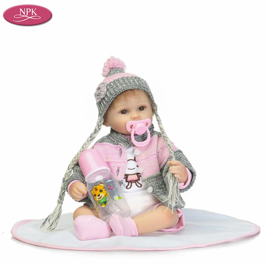 NPK 40 см мягкий силикон-Виниловый Reborn Baby Doll игрушка для девочек Реалистичная новорожденная девочка малыши кукла Дети подарок девочка Brinquedos