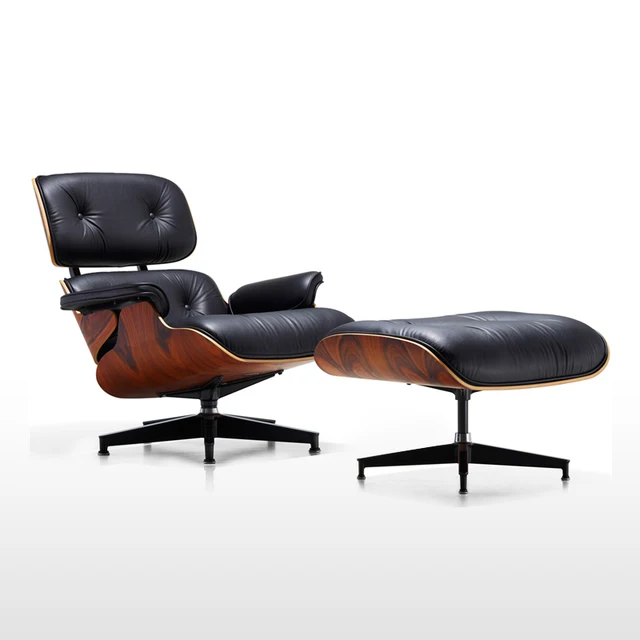Real Leather Mid Century Modern Clic Rosewood Plywood Lounge Real Leather Mid Century Modern Clic Rosewood Plywood Lounge Chair Ottoman Premium High Grade Chaise Swivel