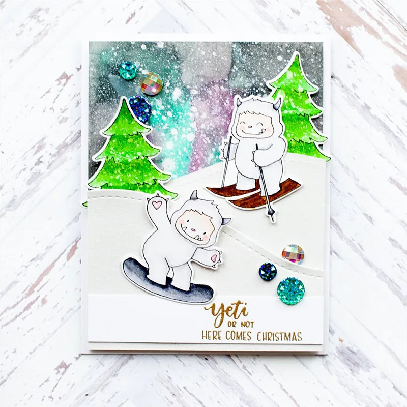 

Snow Monster Christmas Clear Stamps and Metal Cutting Dies Scrapbooking for 2019 New Craft Dies Set Embossing Stencils