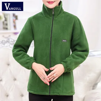 

Vangull 2019 New Autumn Mid-aged Women Fleece Jackets Plus Size 5XL Casual Warm Jacket Zipper Outerwear for Mum Winter Fashion
