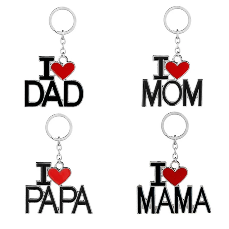 Металлическая семейная подвеска брелок I Love MAMA/MOM/DAD/PAPA брелки с буквами сувенирные украшения брелок подарок на день матери и отца