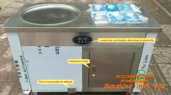 

220v 110v 45cm square pan fried ice cream machine ice cream machine roll double roll compressor milk Ice Cream Roll Machine