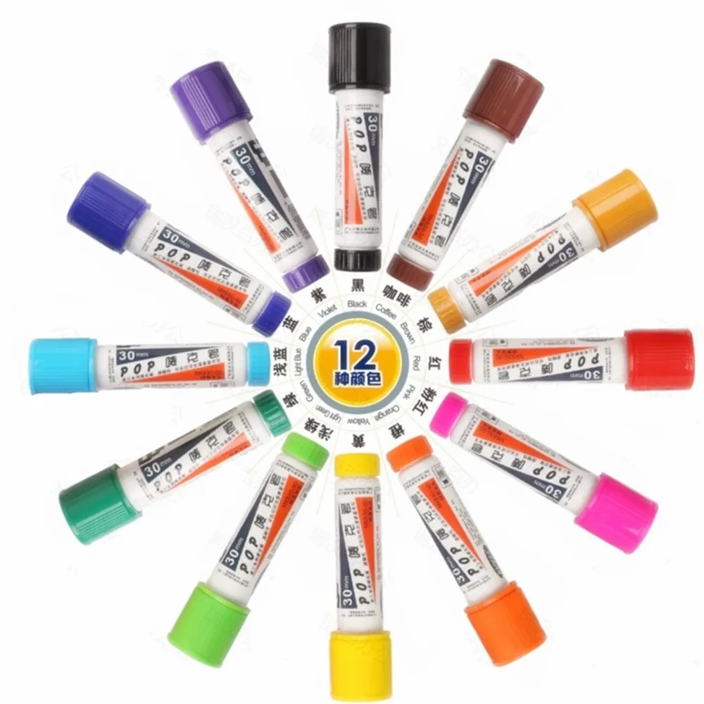 

12 colors/box 6mm-30mm Art Marker Pen Large Advertising Painting Pen for Office and School Promotional playbill Pens