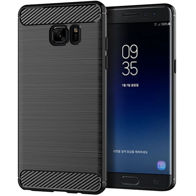 Чехол для Samsung Galaxy Note FE Fan Edition силиконовая прочная броня Углеволокно Мягкая