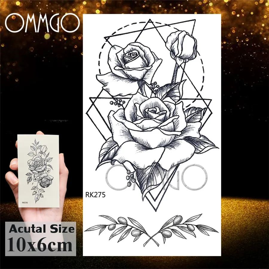 OMMGO пикантные черные сапоги серьги Henna Mandala цветок временные татуировки для девочек женский, черный Стикеры Индия михенди, штаны с