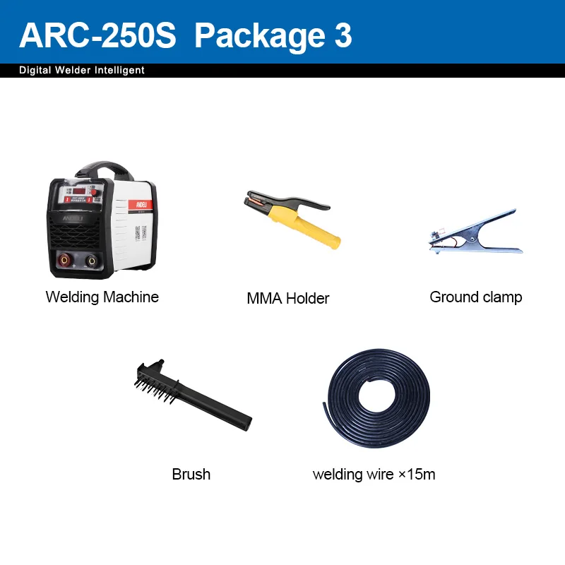 package 3 ANDELI умный портативный однофазный ARC-250S точечная сварка дуговая сварочная машина двойное напряжение низковольтный инвертор сварочный аппарат - Цвет: package 3