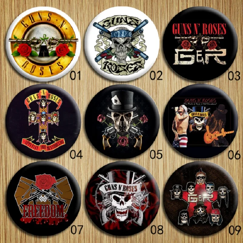 Американская рок-группа Guns N' Roses Сувенирный значок G R Tinplate Броши GNR Street Punk одежда