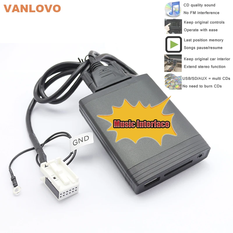 Para renault original radio 2009-USB SD mp3 aux en Interface cambiador CD adaptador