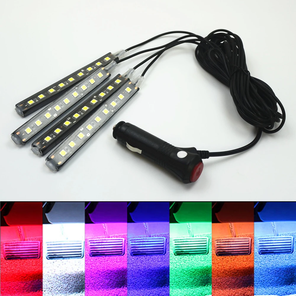 

4x 9LED 12V Car styling Interior Dash Floor Foot Decoration Light Lamp Cigarette LED Atmosphere Lights Decoration Lamp droshipp