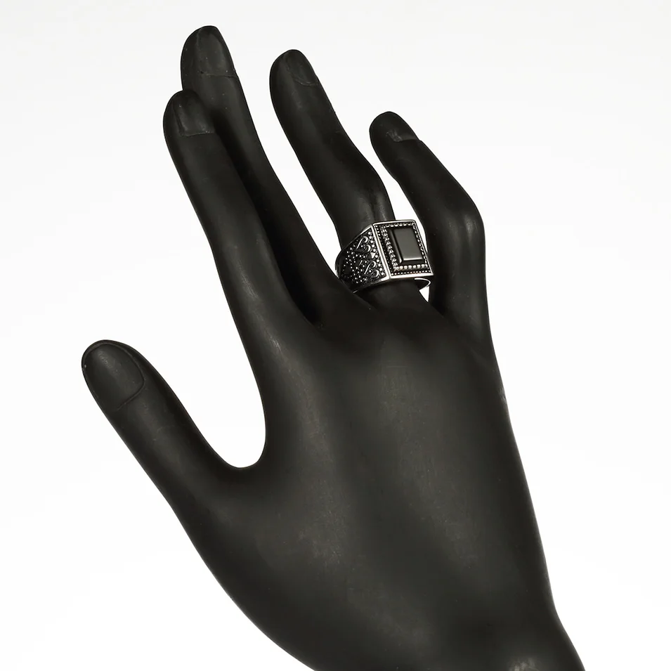 Eulonvan Vintage wedding rings silver 925 men Sterling Silver jewelry engagement male Black Cubic Zirconia S-3808 size 7 8 9 10