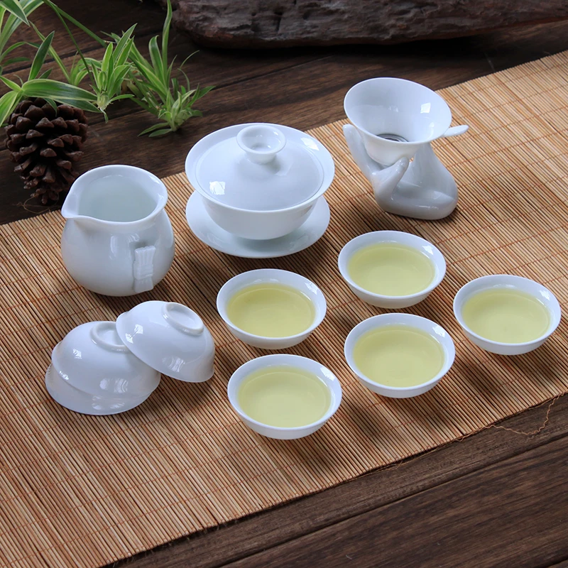 Новый Керамика чайный набор кунг фу В комплект входит 1 gaiwan + ярмарка чашки 7