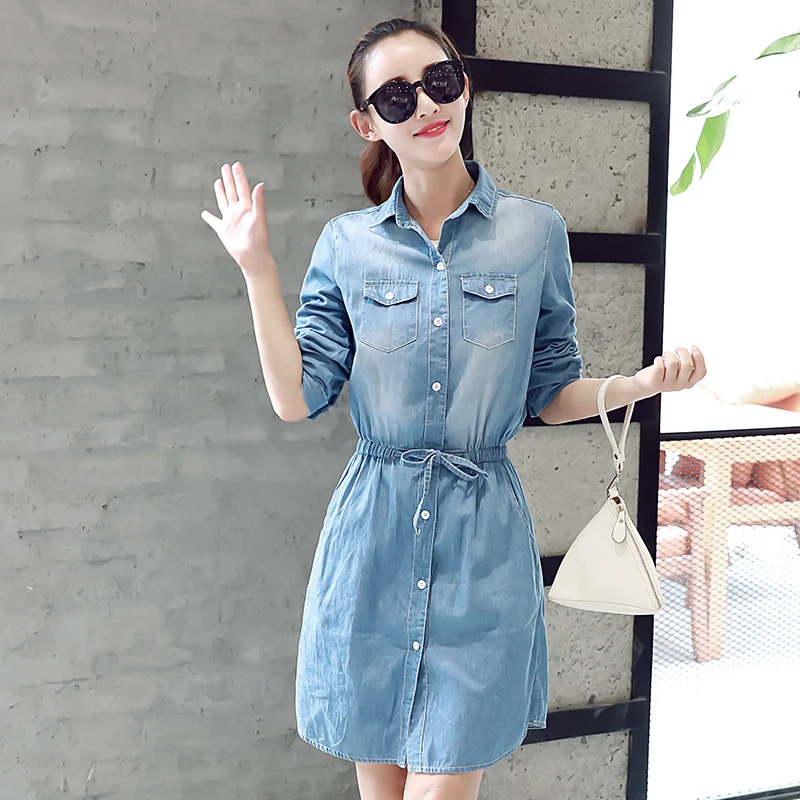 light blue denim dress