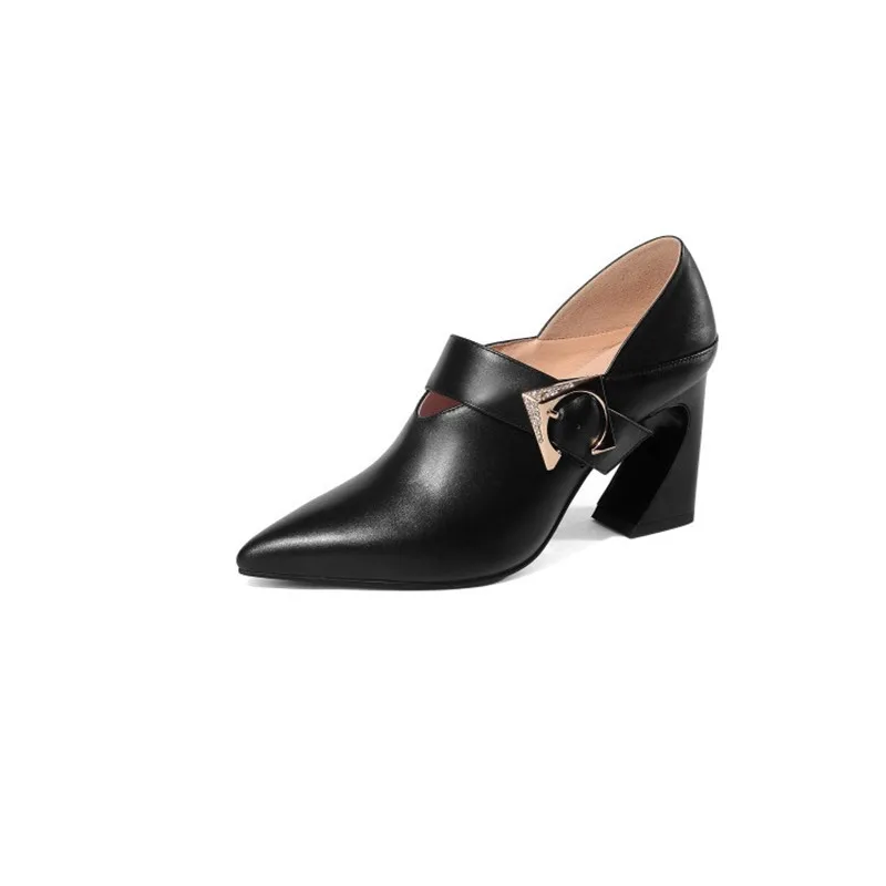 

2019 spring and autumn new deep mouth fashion simple short thick with high heel women's shoes black ljj 0324