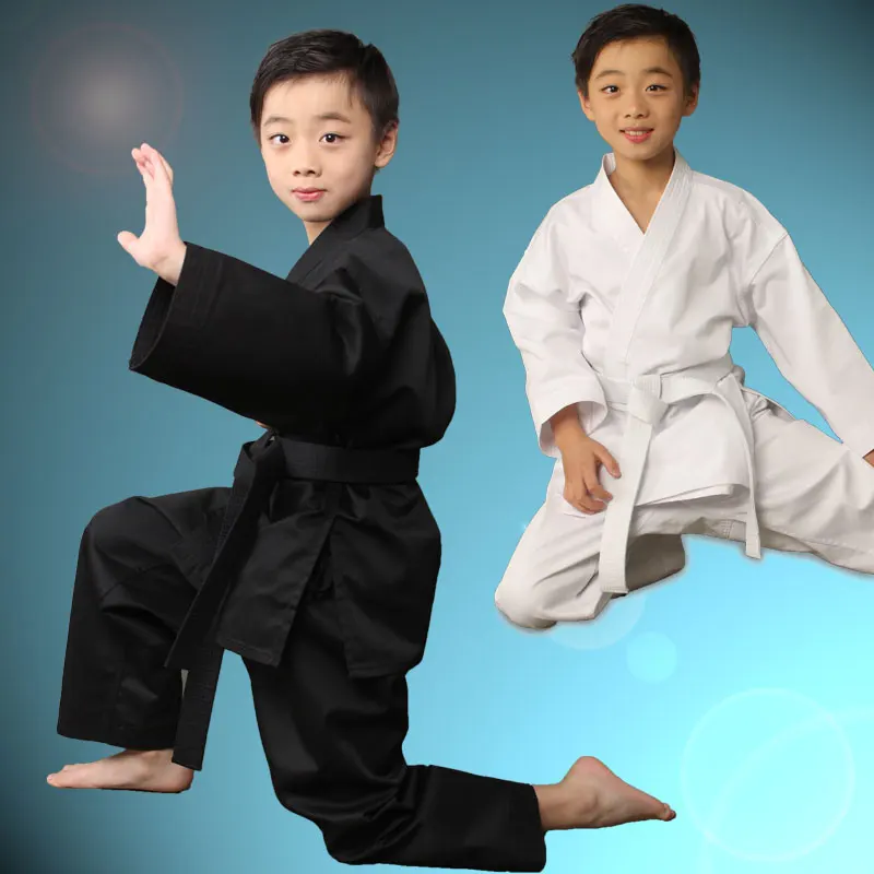 100 Cotton black Karate Uniform child adultBreathable WTF Taekwondo kick boxing MMA Martial art