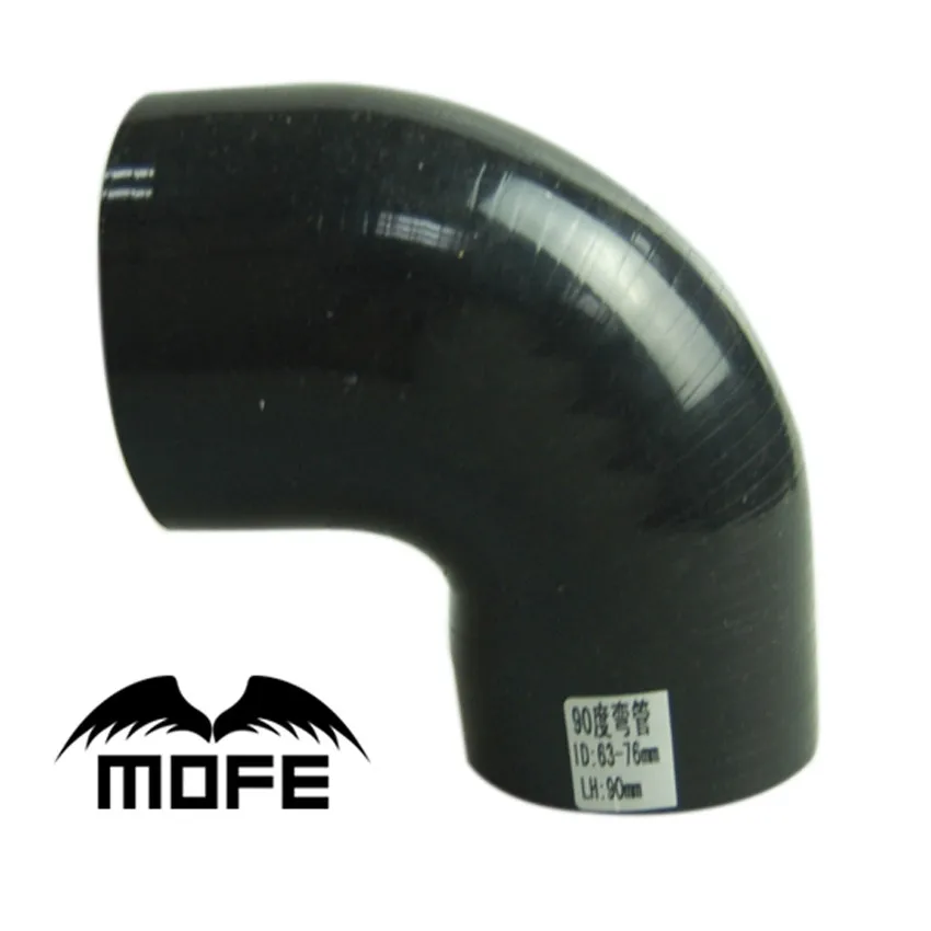 HPS 4-Ply Reinforced Silicone 90 Degree Elbow Reducer Hose, 7/8" To 1-1/4" ID, Black, For High Temp Applications