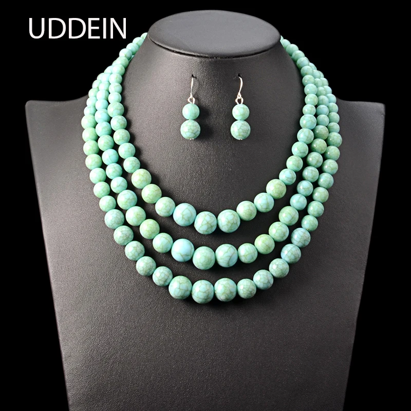 

UDDEIN african beads jewelry set multi layer acrylic beads statement choker necklace Nigerian wedding bridal jewelry sets women