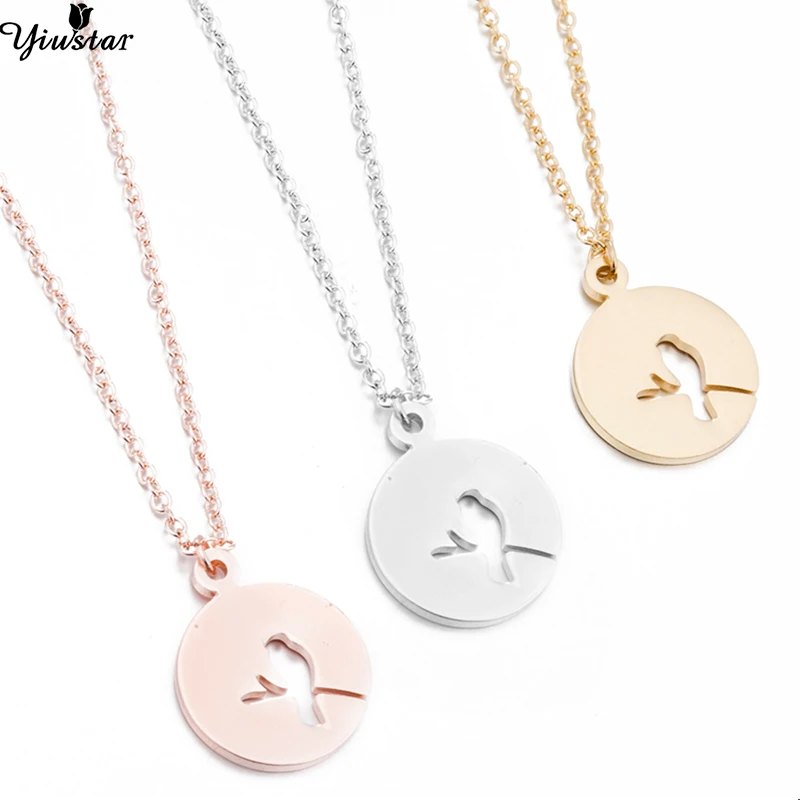 

Yiustar Small Round Pendant Necklace Bird Necklaces Women Cute Stainless Steel Girls Necklace Long Chains for Women Jewelry Gift