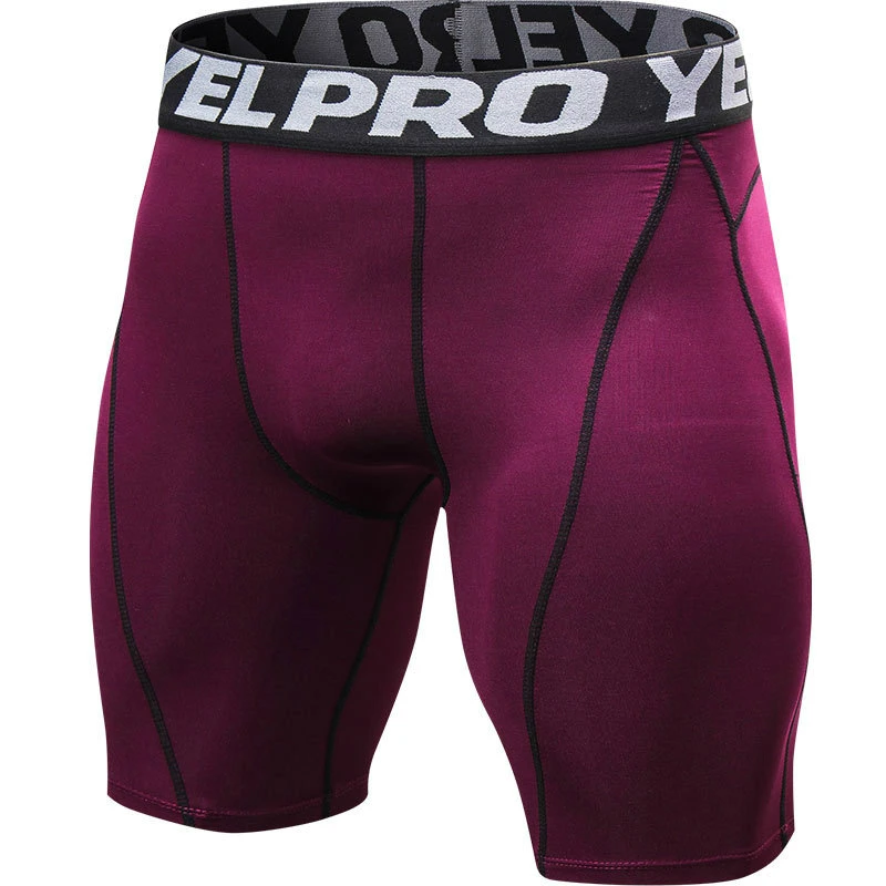 Мужские обтягивающие шорты, профессиональные спортивные штаны для тренировок, баскетбола, бега, быстросохнущие Компрессионные Леггинсы, трикотажные спортивные шорты для мужчин - Цвет: Фиолетовый