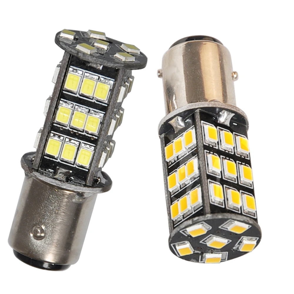 

2PCS Pure White/Warm white 1157 42-2835 LED Rear Stop Parking Lights Signal BULBS Bay15d
