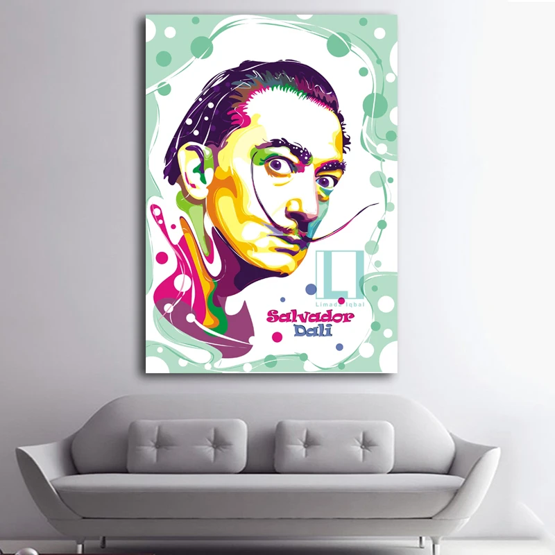 

Salvador Dali Graffiti Pop Art Oil Painting Face Portrait Print Wall Painting and Posters For Living room Home Decoration