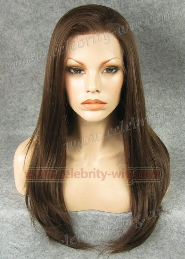 

N2-6/8 Tob quality best sell discount cheap brown silky straight synthetic lace front wig Aishwayra Rai wig free shipping