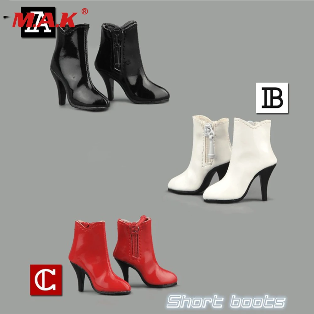 1//6 Female High Heels Red Zip Long Boots Shoes for 12/'/' Action Figure Toy