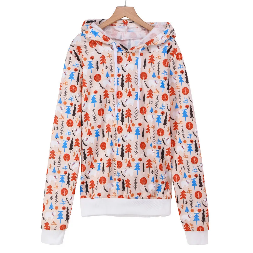 Women Merry Christmas Hoodie Christmas Print Color Block Hooded Sweatshirt Top hoodies women hoodies women 2018 New