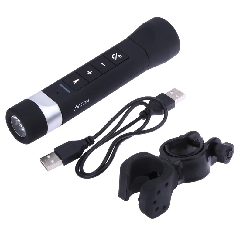 

VODOOL Multifunction rechargeable Bicycle Lights USB Power Bank Bluetooth Speaker Bright LED Flashlight with Bracket Clip