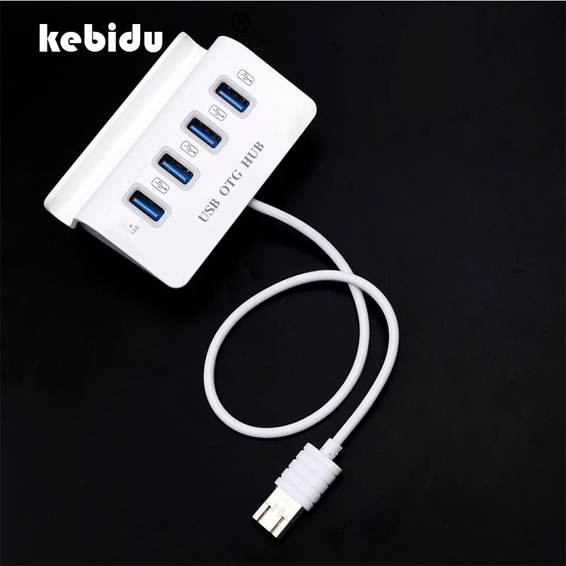 Kebidu машина высокой скорости вращения 4 порта Micro USB 2 0 OTG HUB адаптер портовый
